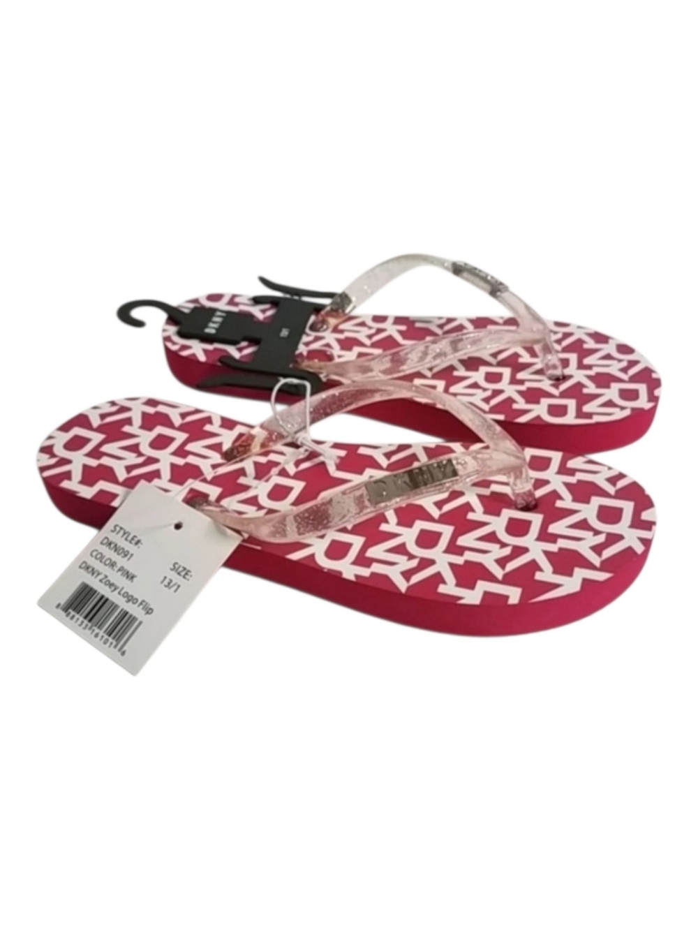 DKNY Zoey Girl's Glitter Logo Flip Flop Sandals Size 13/1
